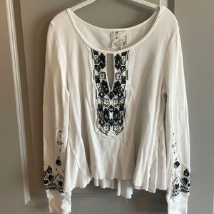 Free People Long Sleeve Waffle Shirt